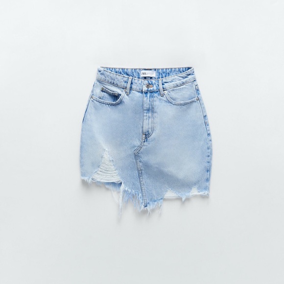 𝗡𝗪𝗧 𝗭𝗮𝗿𝗮 • Ripped Denim Mini Skirt TRF - Picture 2 of 11
